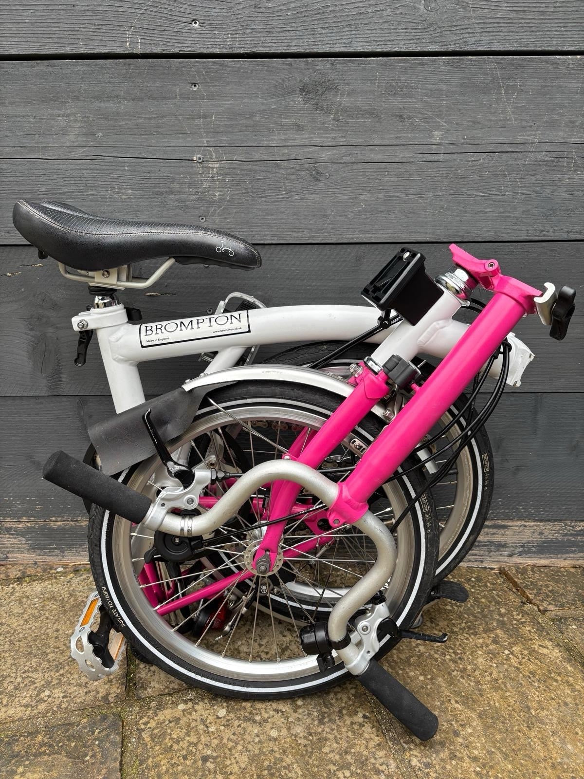 Brompton M3L Folding Bike 3 Speed White / Hot Pink