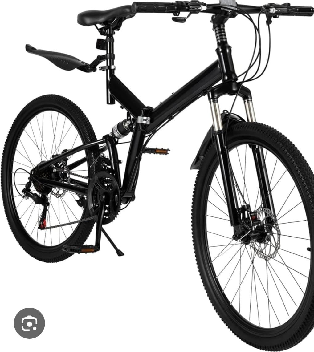 26" Folding Mountain Bike 21 Speed Men Bikes MTB Bicycle School Dual Disc Brake