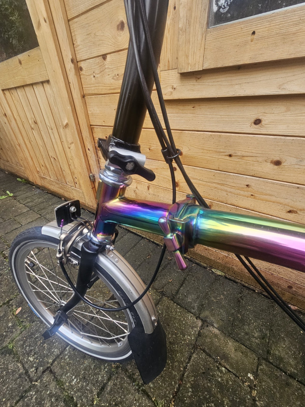 Brompton With Titanium Mainframe In Electroplated Rainbow