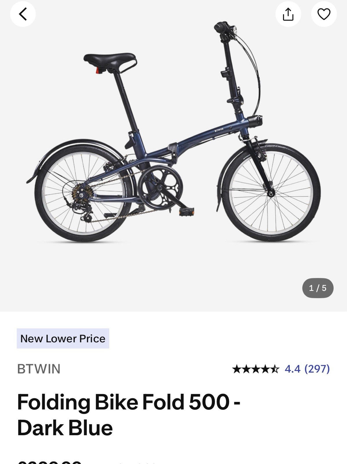 BTWIN 500 Folding Bike 20-inch Dark Blue