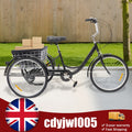 24 Inch Adult Tricycle Trike Bike 8-Speeds 3-Wheel Bicycle & Folding Back Basket