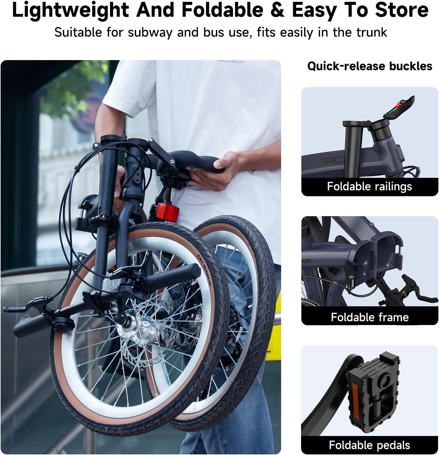 RCB GK4 Folding Bike 20 Inch, Foldable Bicycle with Aluminium Frame, 7-Speed Gea