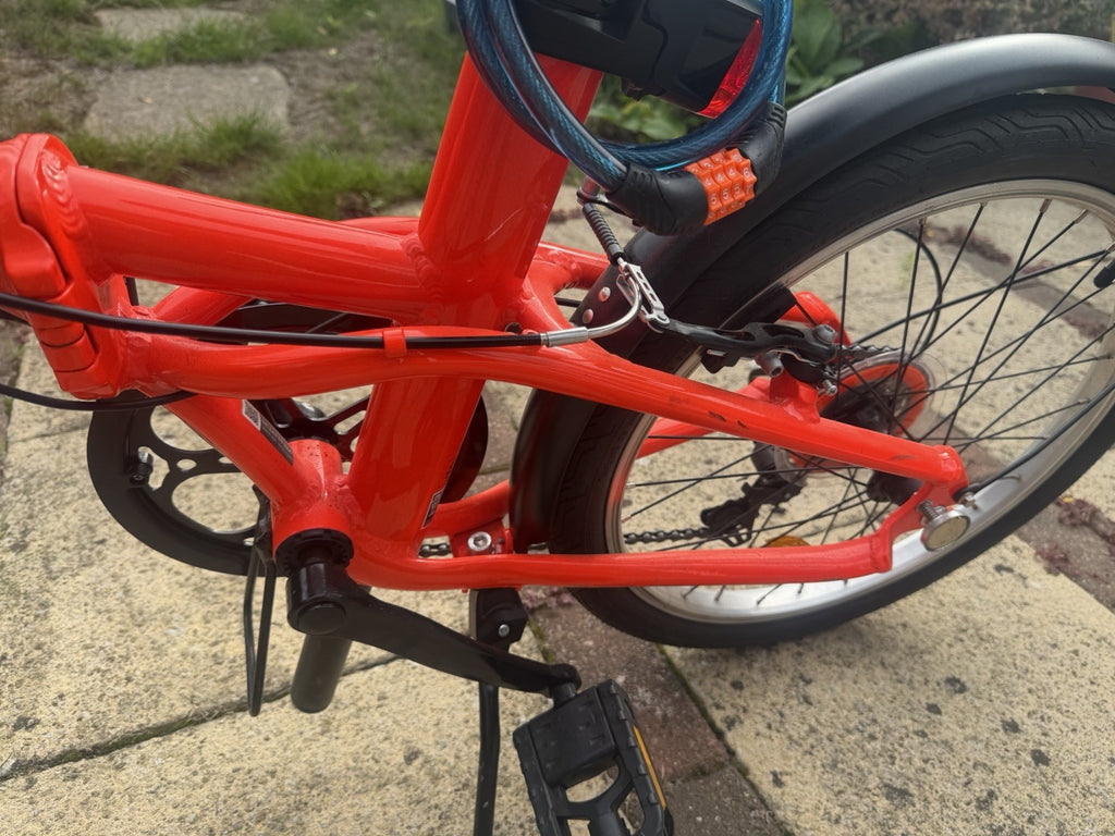B'TWIN 500 20in Folding Bike 7-Speed Grip Shift Aluminium V-Brakes Red