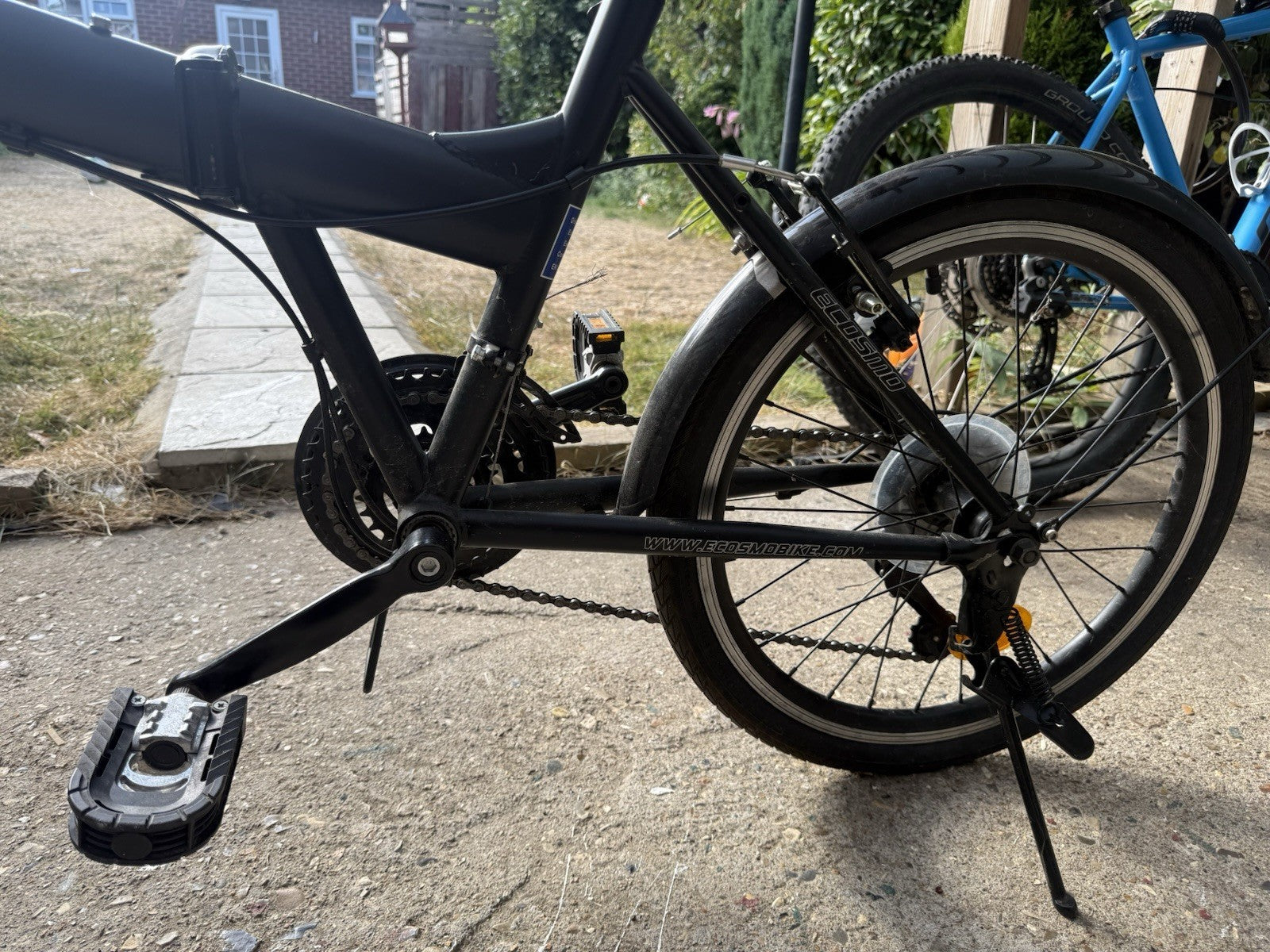 ECOSMO 20in Folding Bike Black, Mudguards Kickstand Reflectors, Derailleur