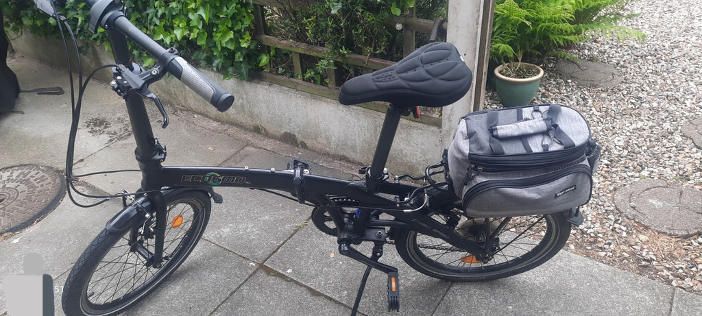Ecosmo Folding Bike 20in Black, Mudguards, Rear Rack, 7-Speed, Reflectors
