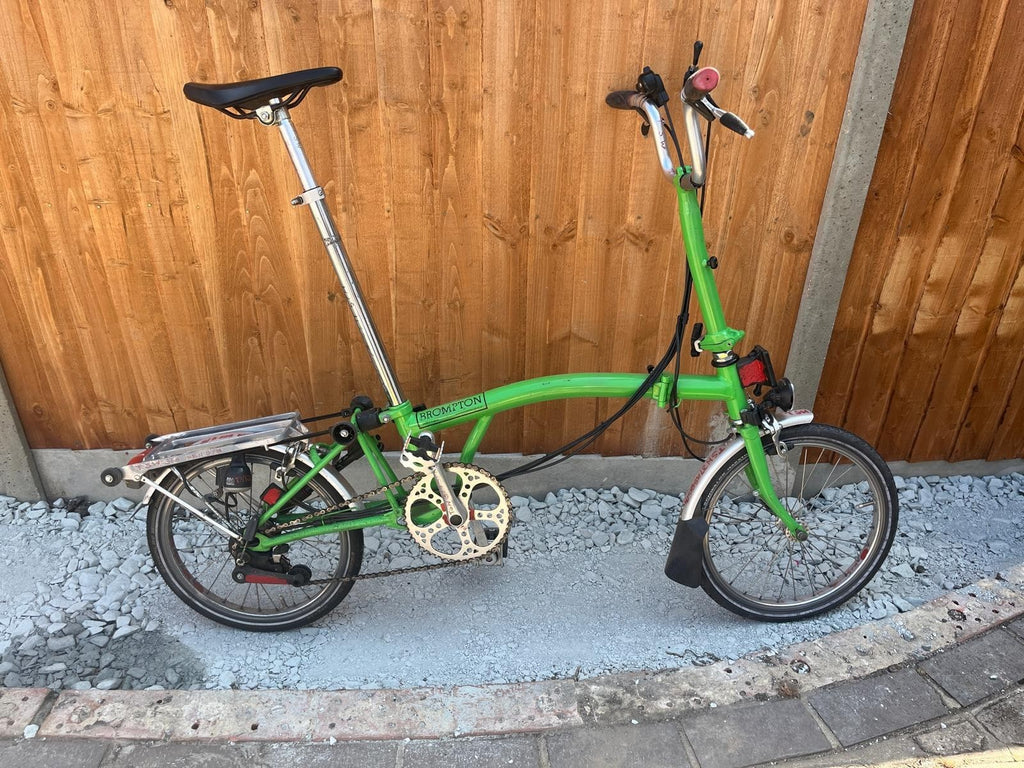 Brompton 6-Speed, Green with Rack and Extended Seat Post, dynamo lights