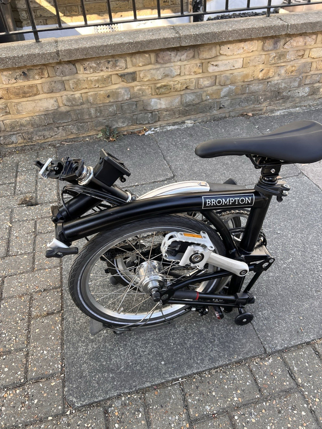 Brompton 16in Folding Bike Black/Silver, Mudguards; 6 speed, c2020 C-Line