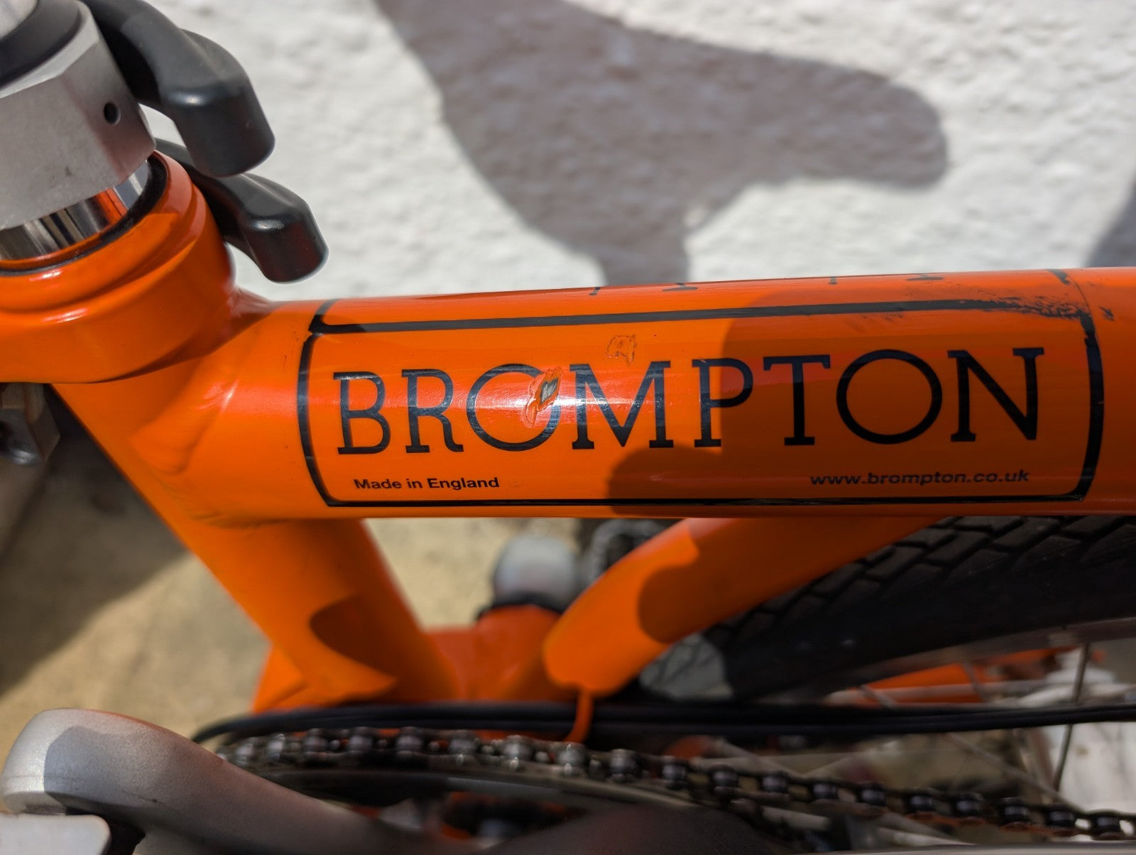Brompton S3L folding bike 3 speed orange + bag + extended seat post.