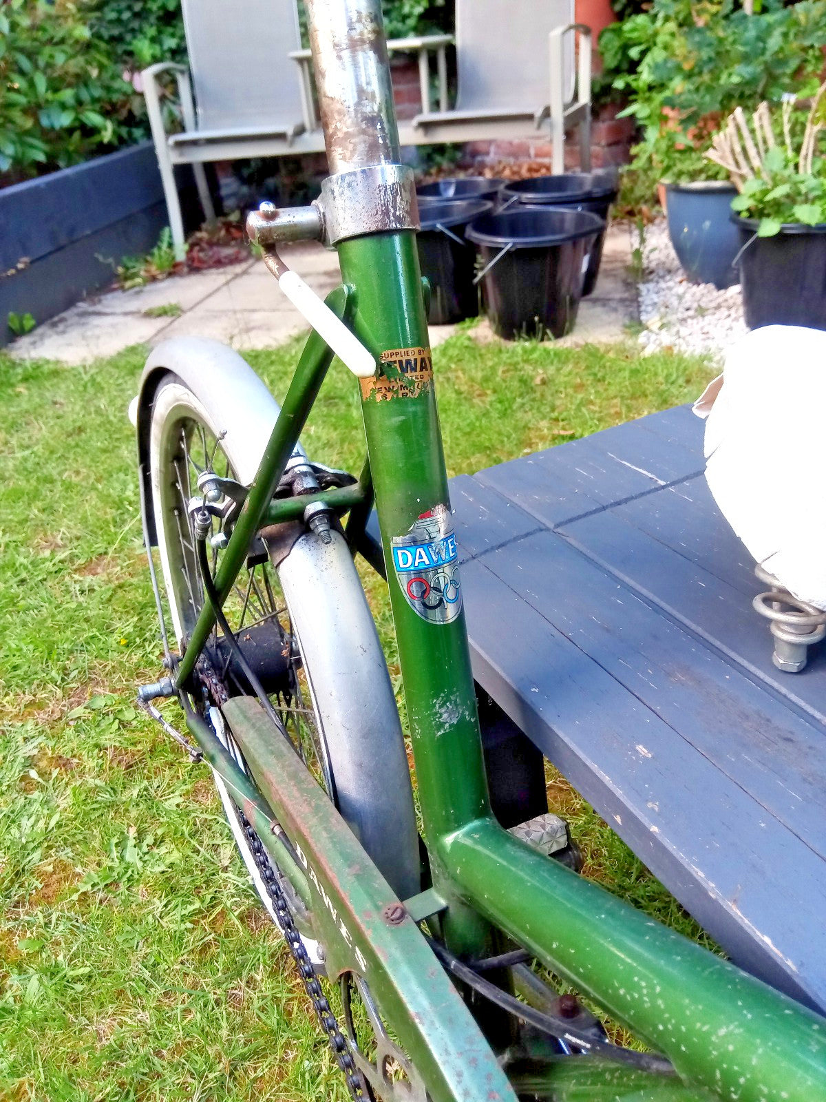 VINTAGE 1970s GREEN DAWES KINGPIN FOLDING BIKE BICYCLE STURMEY ARCHER 3 SPEED