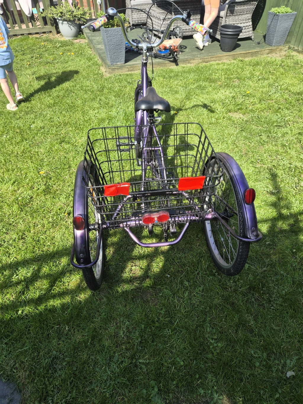 Jorvik Adult Tricycle Foldable 3 Wheeler Big Basket Black Purple Adjustable Size
