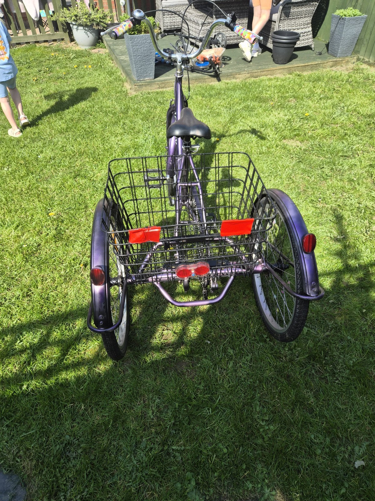 Jorvik Adult Tricycle Foldable 3 Wheeler Big Basket Black Purple Adjustable Size