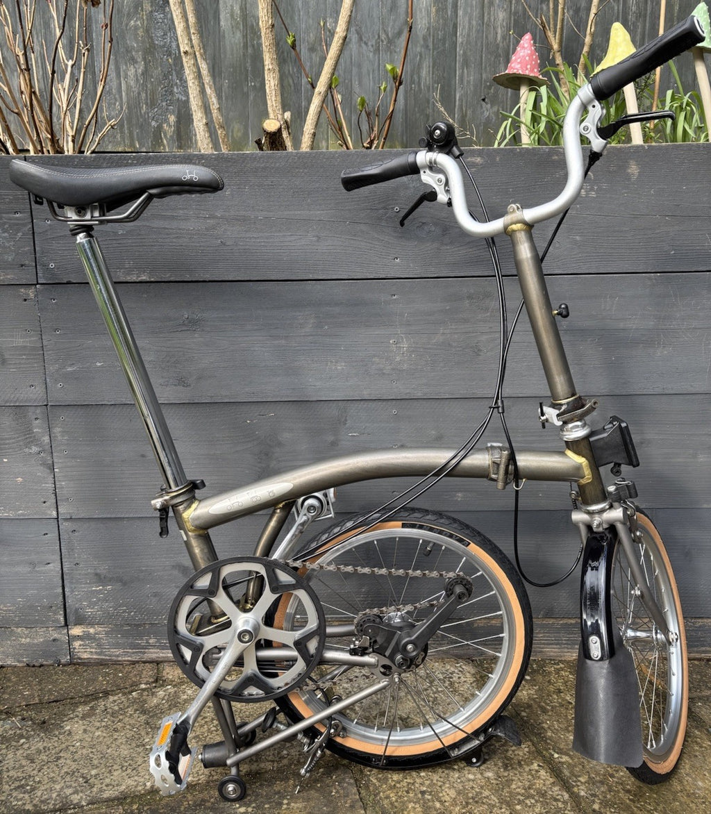 Brompton M2L-X Superlight Raw Titanium Ti / P Line Folding Bicycle - Hardly Used