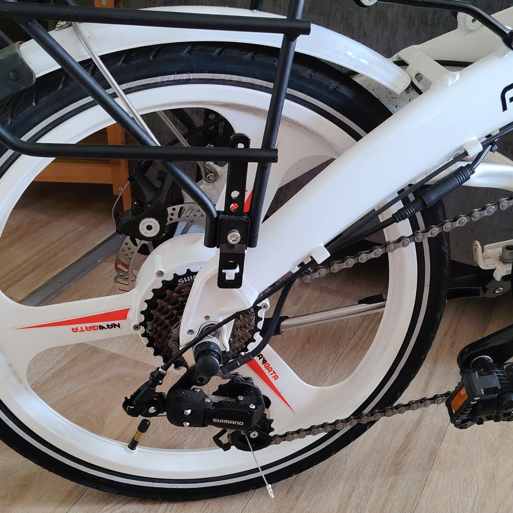 Pedibal Navigata Cie 20 in Folding Bike Disc Brake Rear Rack Lights White