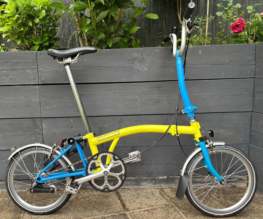 Brompton H3L Folding Bike 3 Speed C Line in Yellow / Blue
