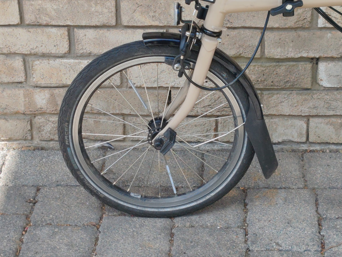 Brompton M6R 6 Speed Folding Bike – Dune Sand – Rear Rack – BikeRegister