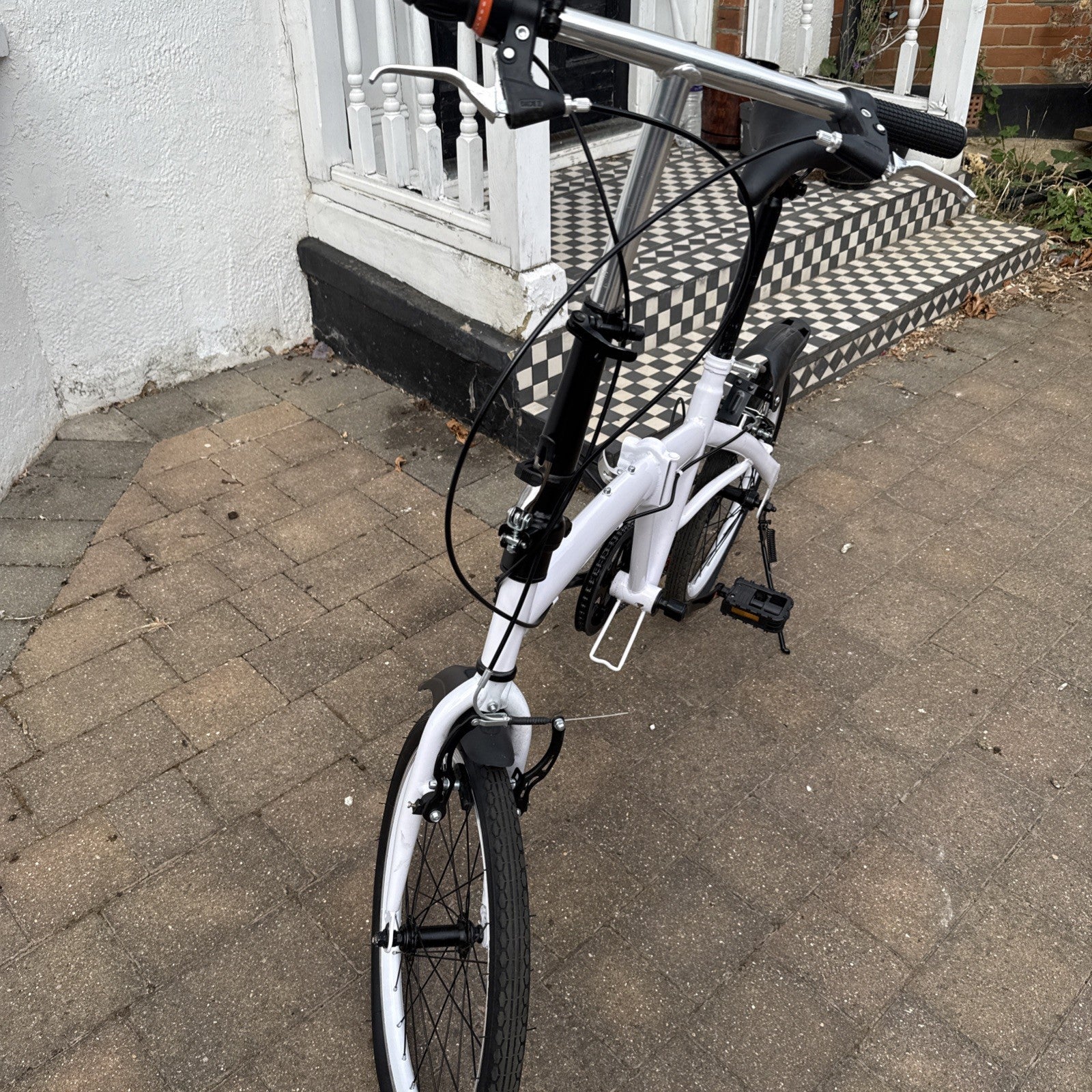 White Folding Bike Foldable City Bike for Adult 20" Commute Bicycle 6 Speed Gear
