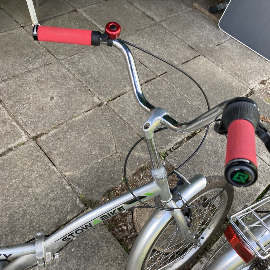 TWO Stowabikes 20in Folding Bikes Silver Rear Rack Mudguards Grip Shifter