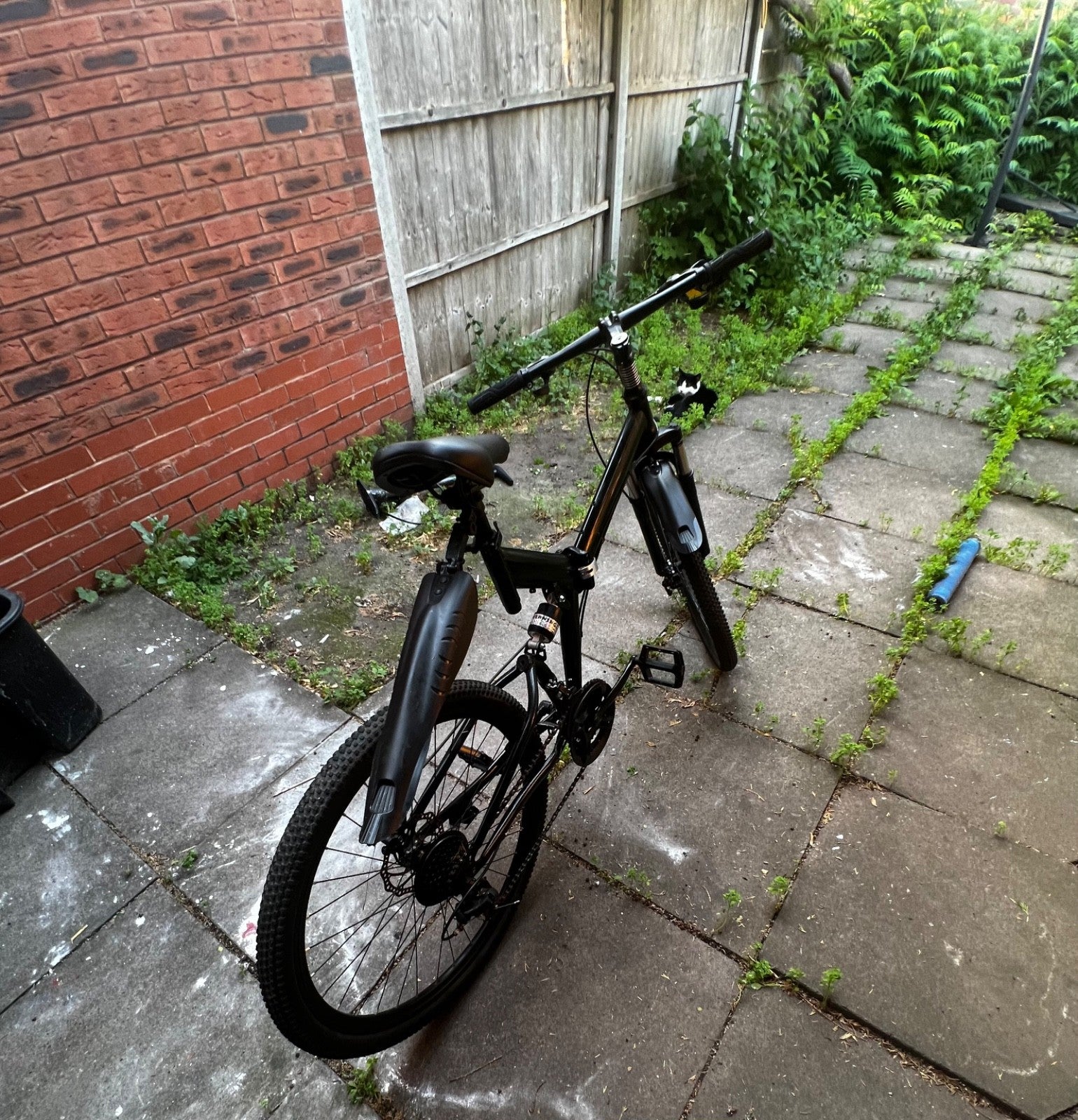 26 Inch Folding Mountain Bike, 21 Speed Dual Disc Brake Bicycle with Mudguards,