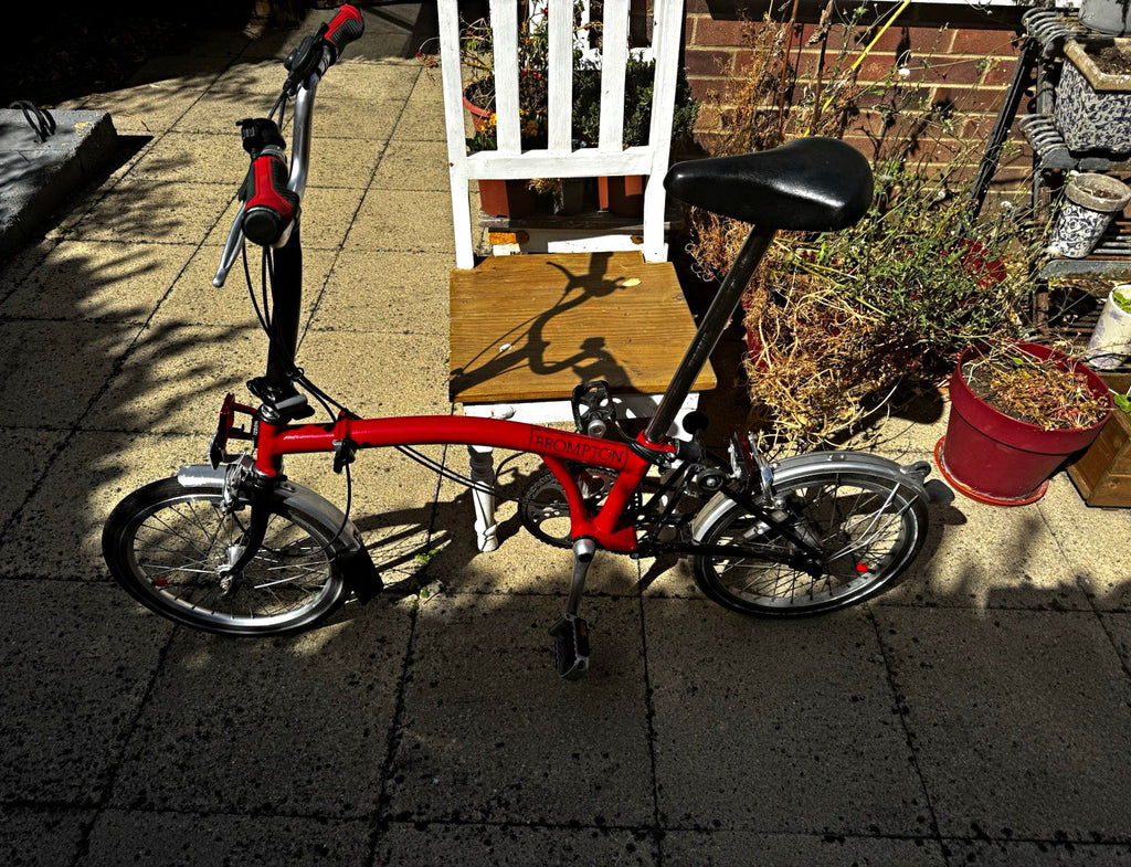 Brompton Folding Bike 16 in Red with Mudguards Rear Rack Reflectors