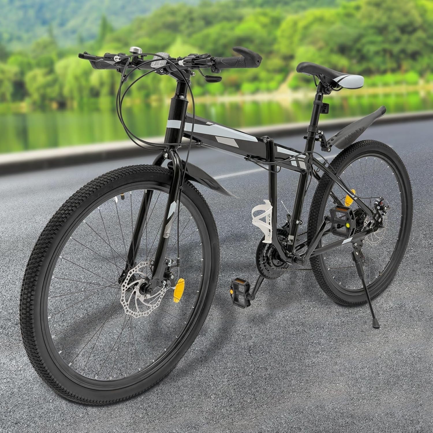 26" Foldable Mountain Bike 21 Speed Disc Brakes Urban Commuter Camping MTB