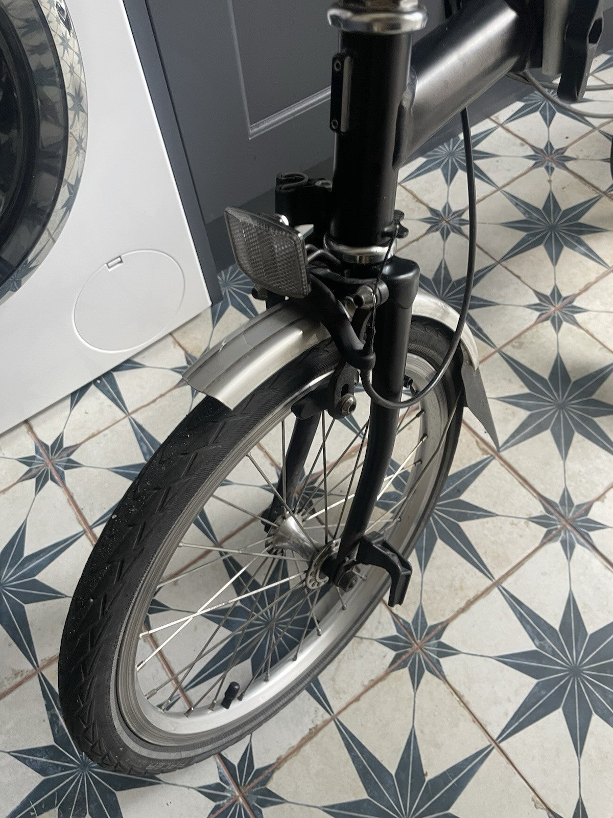 Brompton 16in Folding Bike 3 Speed Black/Silver Flat Bar Mudguards Reflectors