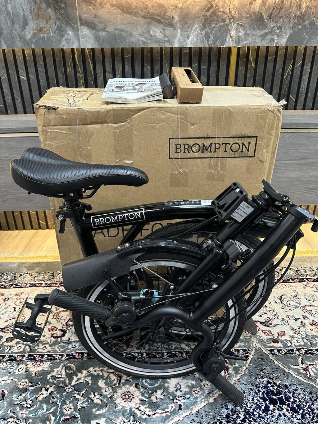 Brompton C Line 6 Speed Mid Handlebar Folding Bike - Matt Black