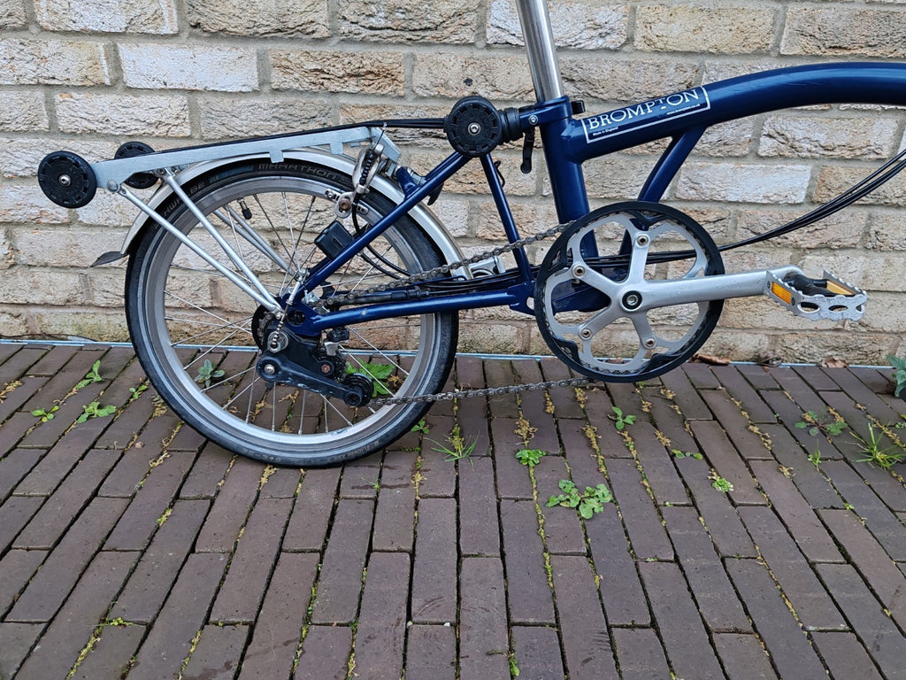 Brompton H6R 6 Speed Folding Bike Rack Brooks Saddle Commuter Blue