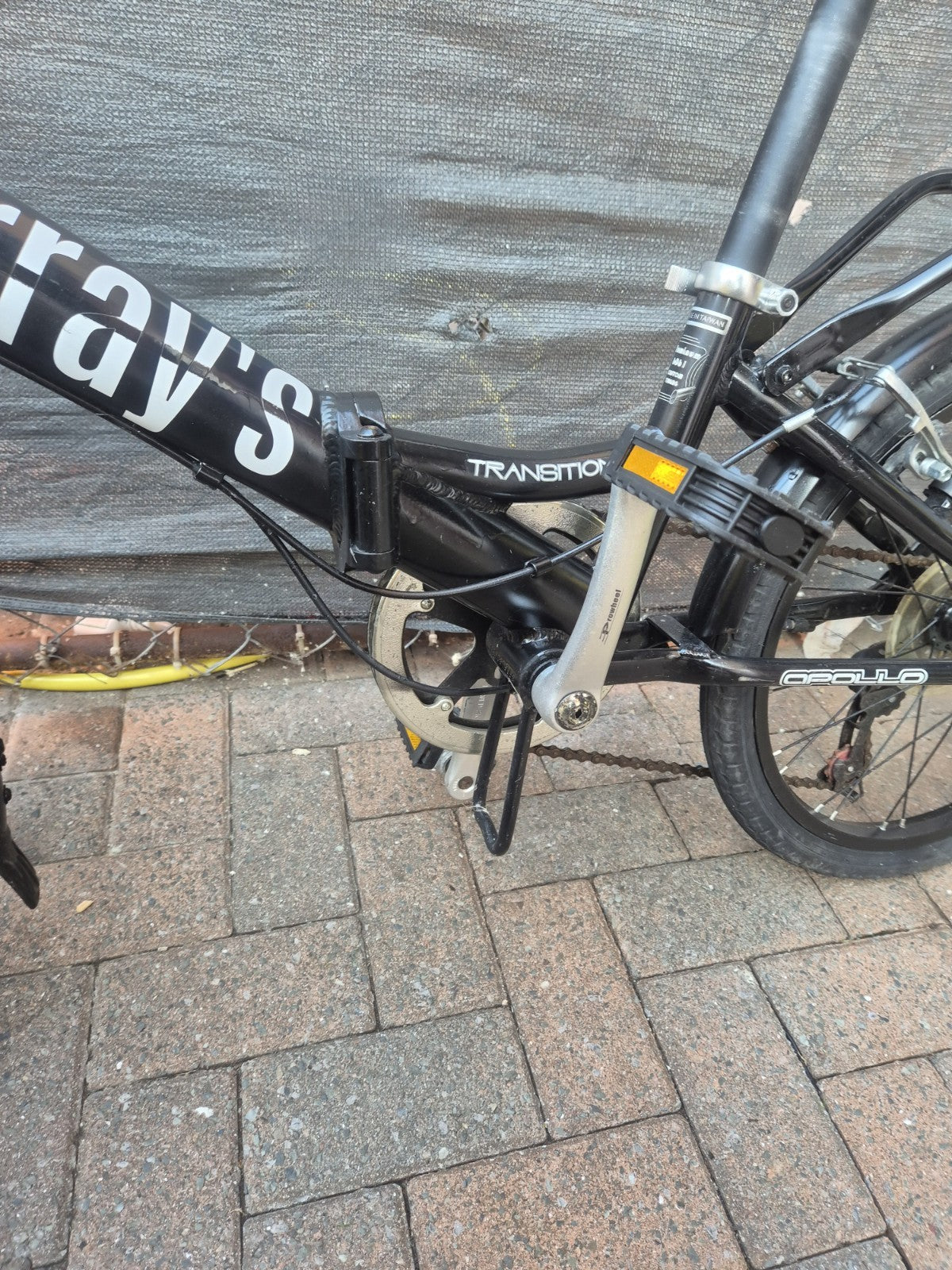 Apollo  Transition Folding Bike 20in Aluminium Black, Mudguards & Rear Rack