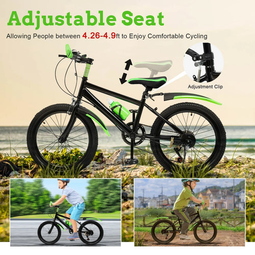 20 Inch Bike for Adult & Kids Folding Mountain Bike 7 Speed Disc Brakes Bicycle