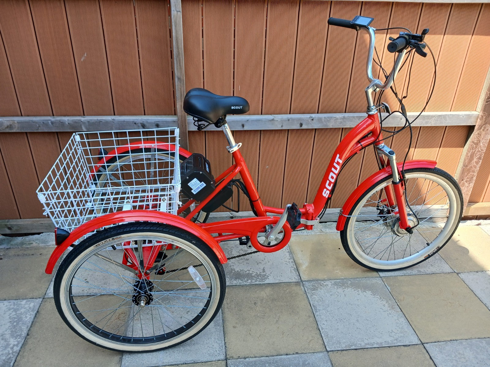 Scout Tricycle Folding 6-Speed Shimano 24" E Trike 3 Wheel Bicycle - In Red