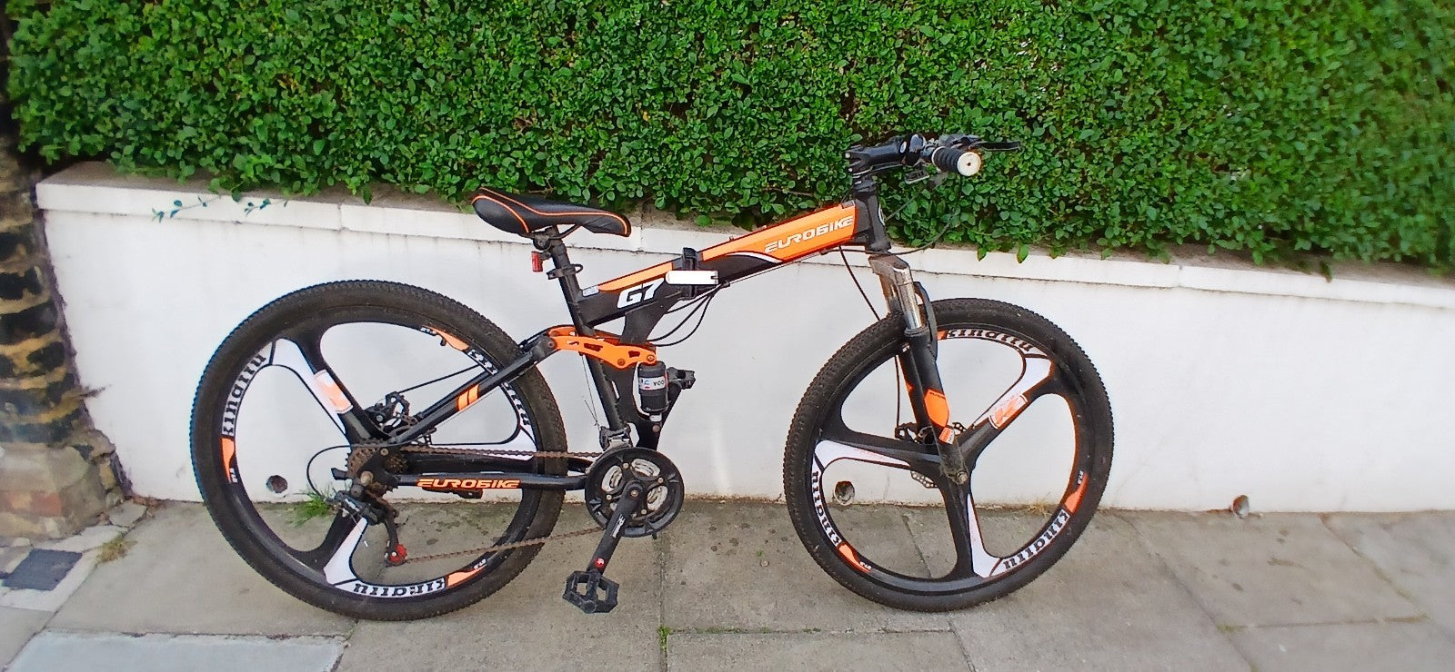 Used EuroBike G7 MTB Folder 17" Frame 26" Wheels Full Sus Black/Red Folding Bike