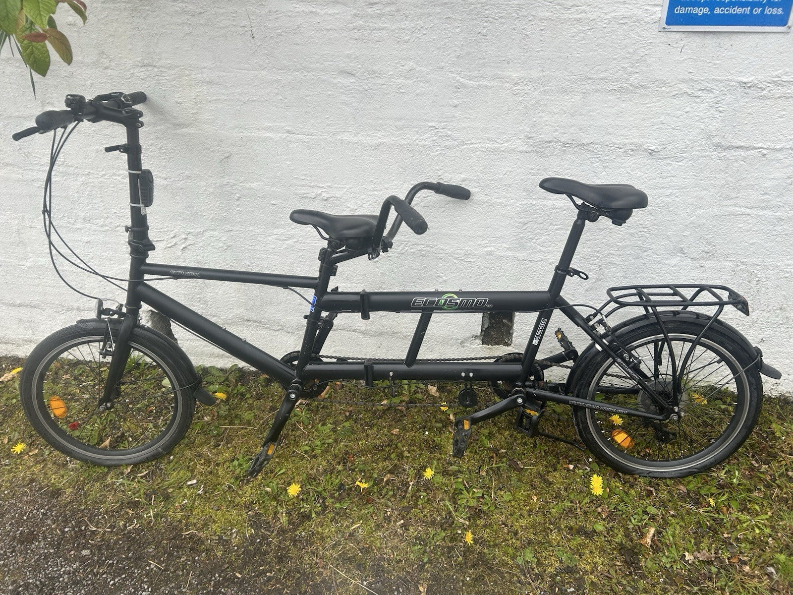 Ecosmo 20TF01BL 20 Inch Wheel Folding Tandem Bicycle Bike - Black