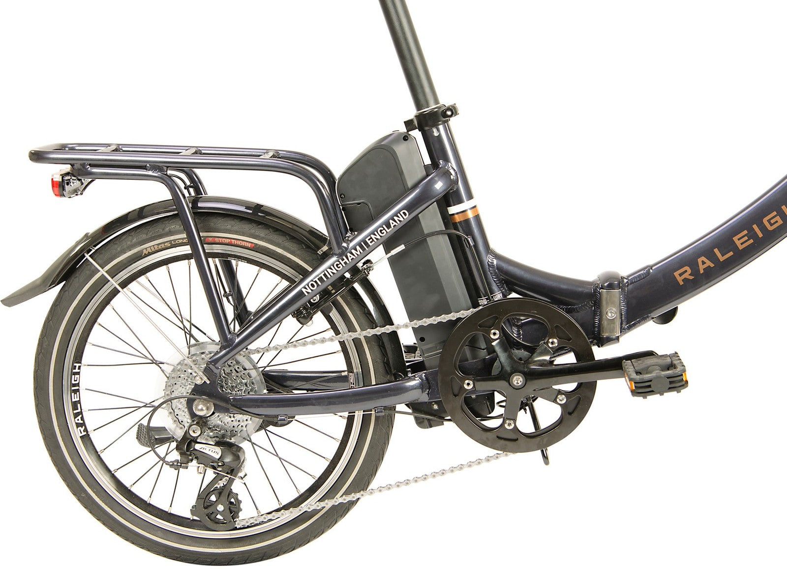 Raleigh Stow-E-Way Folding 7-Speed 20" Wheel Alloy E--Bike Dark Blue (Scratched)