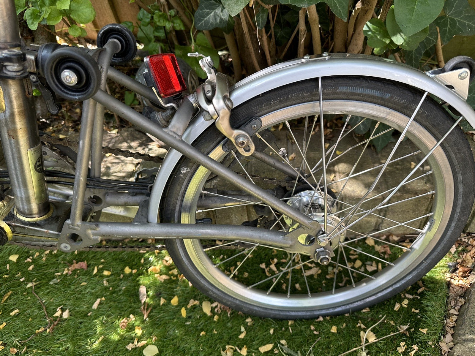 Brompton Folding Bike P-Line Super light Titanium 6 Speed in raw lacquer
