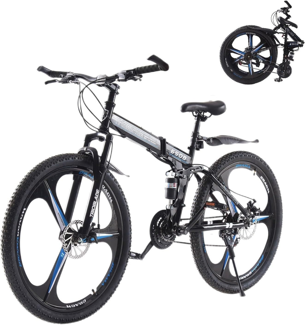 TRIOBLADE 24" Folding Mountain Bike 21 Speed Foldable Mountain Bicycle