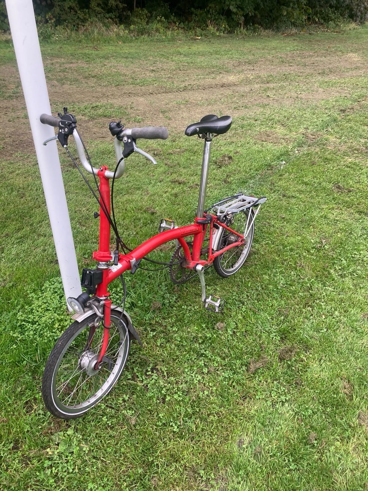 Brompton Red 16in Folding Bike w/ Rear Rack, Mudguards & Reflectors