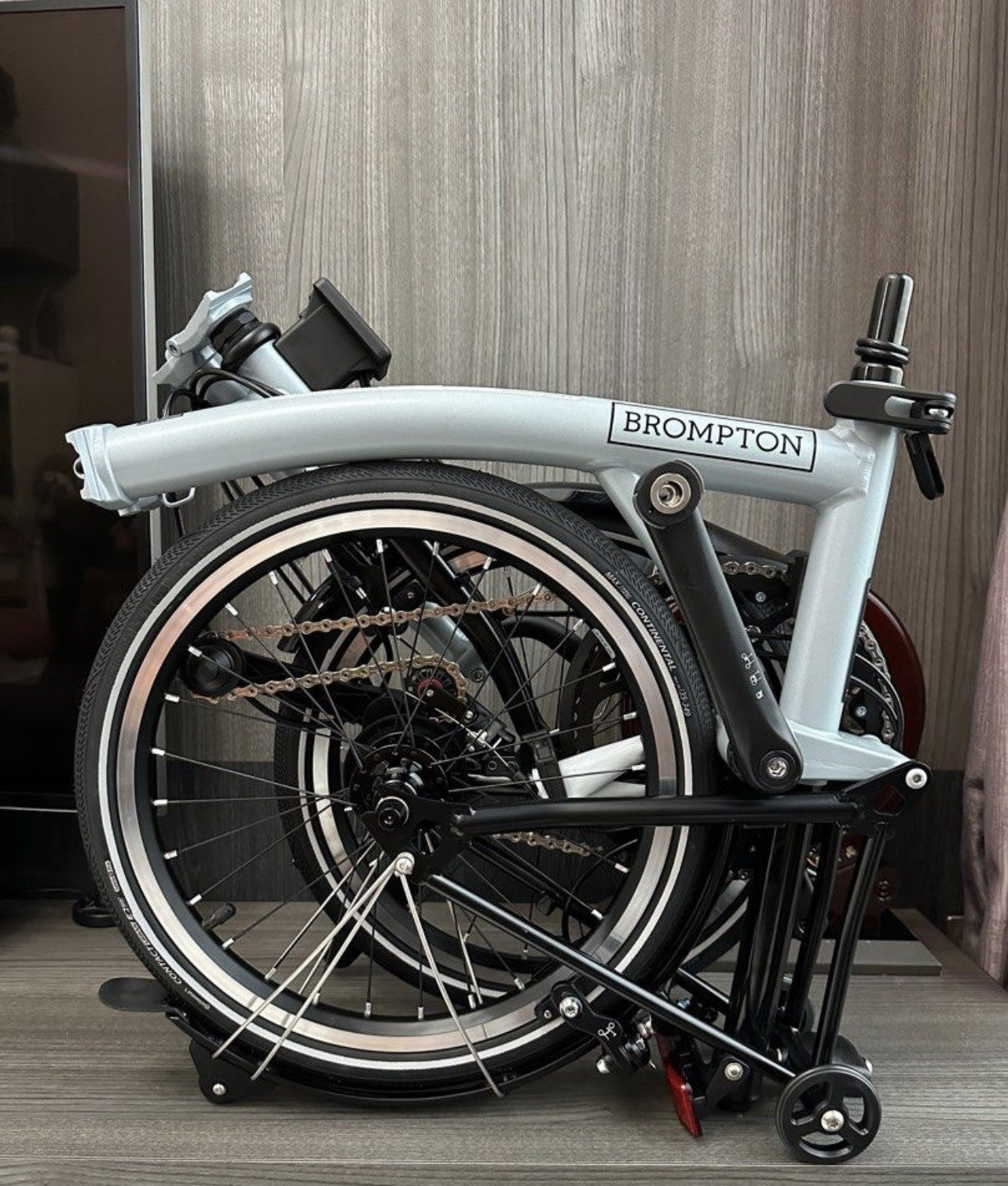 Brompton P-Line 4 Speed Folding Bike 16in High Bar, Lunar Ice