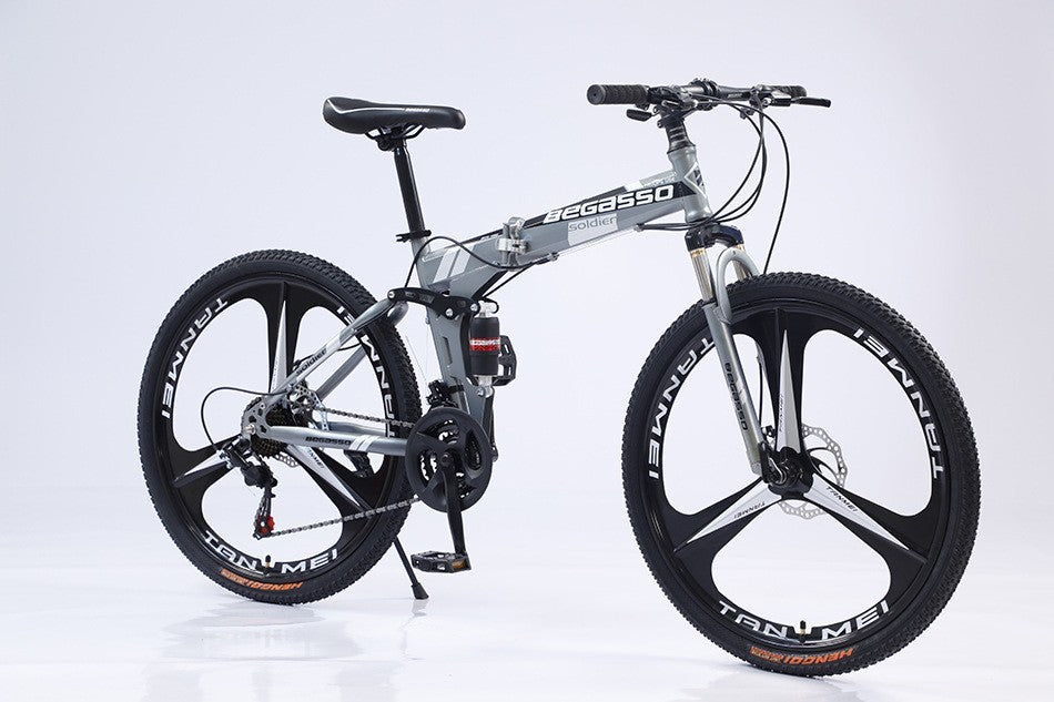 24 Inch Silver Foldable Bike, 24 Speed, 3 Knives Rim, Front suspension 319-321