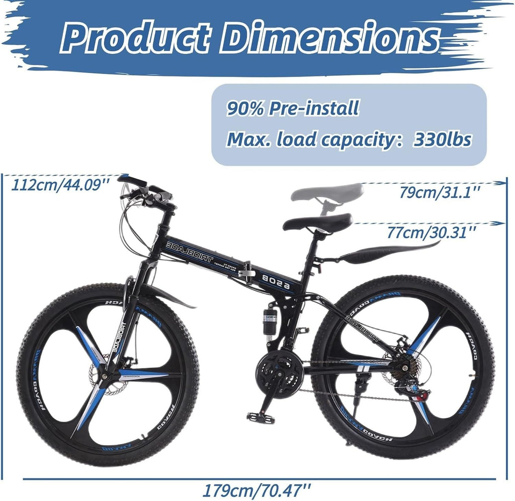 TRIOBLADE 27.5" Folding Mountain Bike 21 Speed Foldable Mountain Bicycle