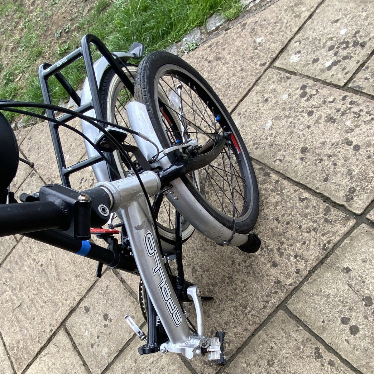 Apollo Transition 20 in Folding Bike with Rear Rack, Silver/Black