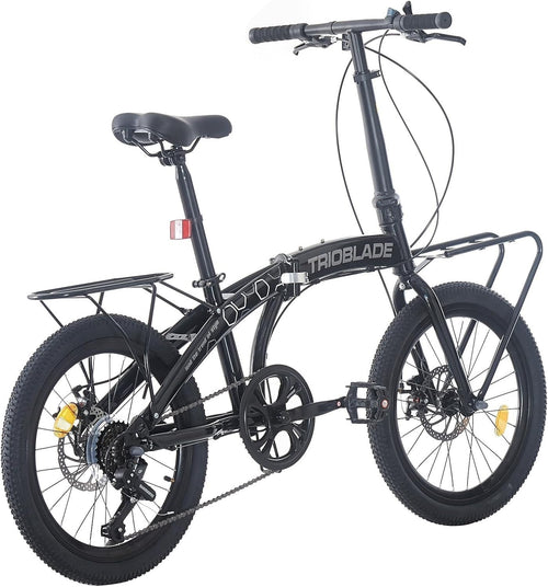 20” Folding Bike 7-Speed with Carrier Lightweight Aluminum Frame Adults