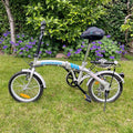 Proteam 16in Folding Bike Silver/Blue V-Brakes Rear Rack Mudguards