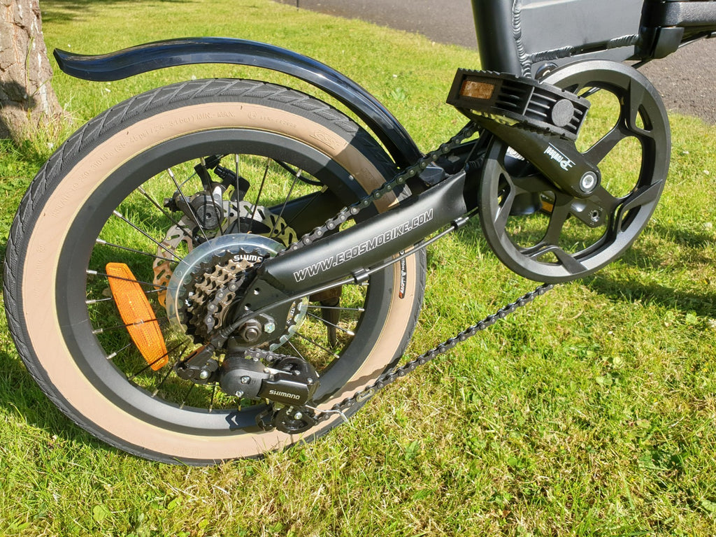 Folding Bicycle Ecosmo 16" Wheel Black Alloy 6SP Shimano Gear, DualDisc