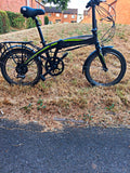 Carrera Crosscity Folding Bike 20in Black/Green, Mudguards, Rear Rack