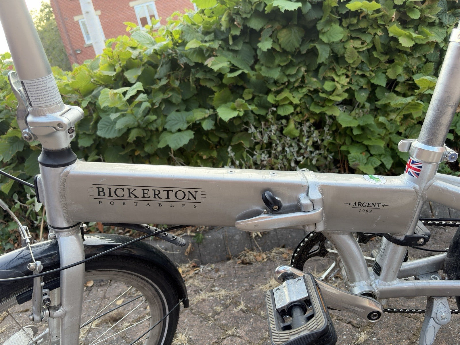 Bickerton Argent 1909 20in Folding Bike Silver 9-Speed with D - Lock