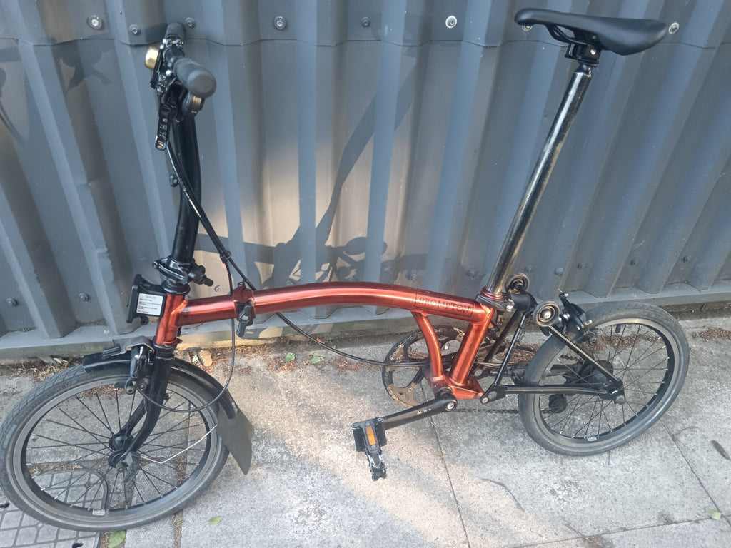 Brompton S2L Folding Bike Flame  lacquer red Black edition.