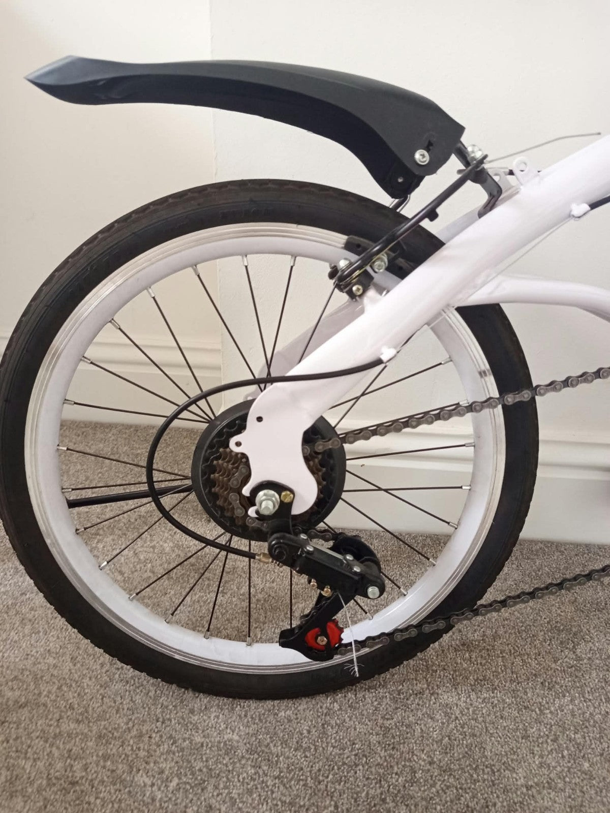 White Folding Bike Foldable City Bike for Adult 20" Commute Bicycle 6 Speed Gear