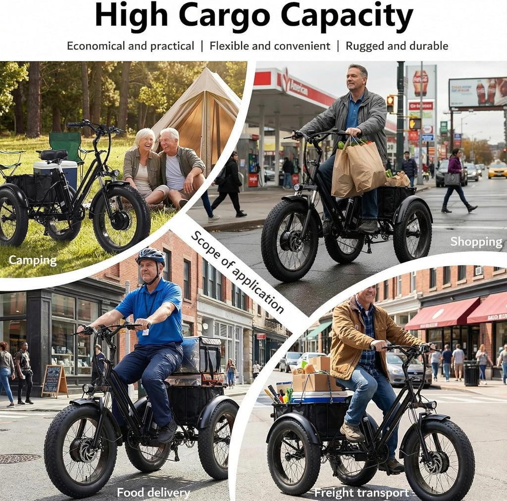 Adult Electric Tricycle 20-Inch Non-Folding/Folding 7-Speed Tricycle with Large