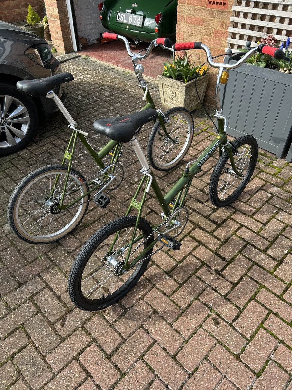 Pair of Customised Retro Nottingham-built Steel Raleigh Stowaway Folding Bikes