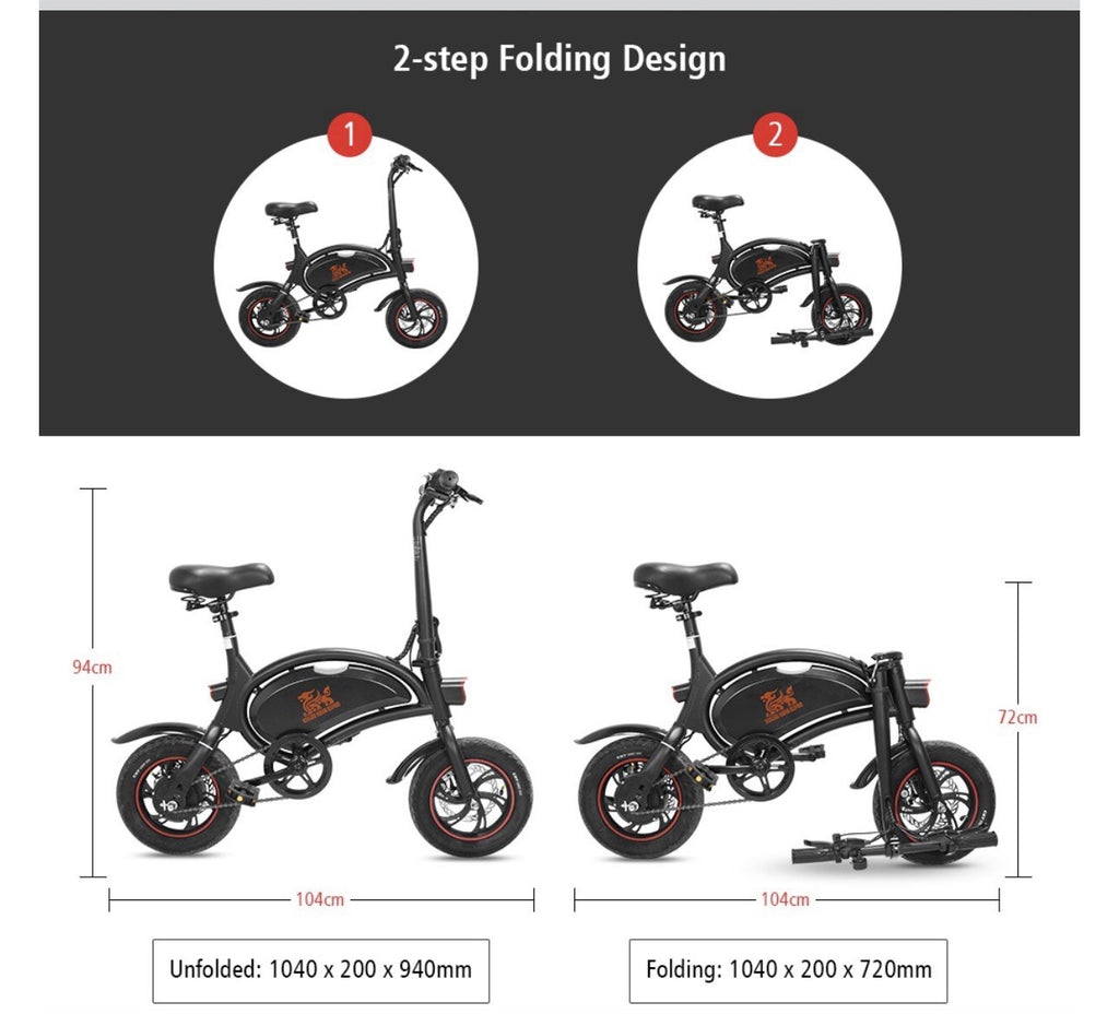 Kugoo Kirin V1 bike, also known as the B2 model. Dolphin-shaped frame.